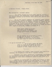 [Carta] 1948 jun. 5, Santiago [a] Gabriela Mistral