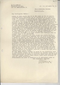 [Carta] 1935 sept. 2, Frankfurt, [Alemania] [a] Gabriela Mistral, Madrid, [España]