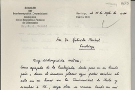[Carta] 1954 sept. 11, Santiago [a] Gabriela Mistral, Santiago