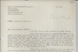 [Carta] 1949 mar. 12, Bonn, Zona Británica, [Alemania] [a] Gabriela Mistral