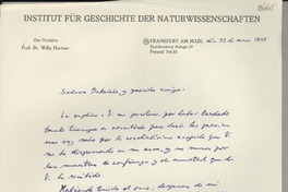 [Carta] 1951 mayo 22, Frankfurt, [Alemania] [a] Gabriela [Mistral]