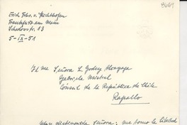[Carta] 1951 sept. 5, Frankfurt, [Alemania] [a] Gabriela Mistral, Rapallo, Italia