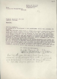 [Carta] 1952 feb. 12, Hessen, Germania [a] Gabriela Mistral, Rapallo, [Italia]
