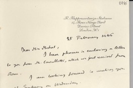 [Carta] 1946 feb. 25, Londres [a] Gabriela Mistral