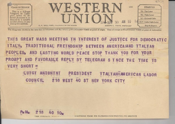 [Telegrama] 1946 May 30, New York, [EE.UU.] [a] [Gabriela Mistral]