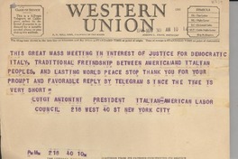 [Telegrama] 1946 May 30, New York, [EE.UU.] [a] [Gabriela Mistral]