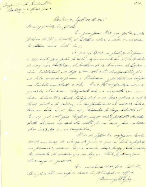 [Carta] 1945 ago. 12, Barbacena, Minas Gerais [a] Gabriela Mistral