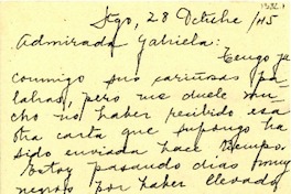 [Carta] 1945 oct. 28, Santiago, [Chile] [a] Gabriela [Mistral]