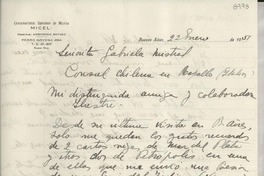 [Carta] 1951 ene. 22, Buenos Aires, [Argentina] [a] Gabriela Mistral, Rapallo, Italia