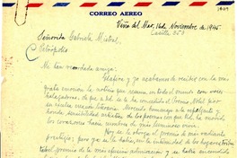 [Carta] 1945 nov. 16, Viña del Mar, [Chile] [a] Gabriela Mistral, Petrópolis