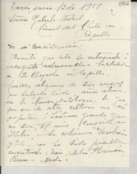 [Carta] 1951 ene. 12, Turín, [Italia] [a] Gabriela Mistral, Rapallo