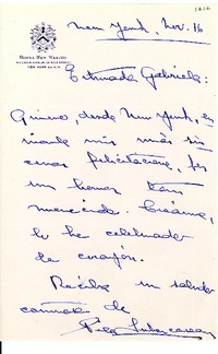 [Carta] 1945 nov. 16, New York [a] Gabriela Mistral