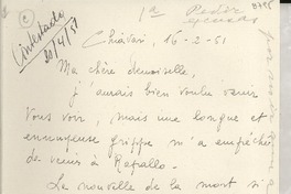 [Carta] 1951 febbr. 16, Chiavari, [Italia] [a] [Gabriela Mistral]