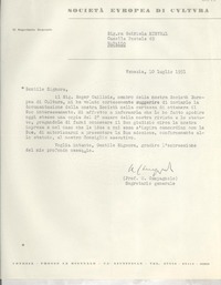 [Carta] 1951 luglio 10, Venezia, [Italia] [a] Gabriela Mistral, Rapallo, [Italia]