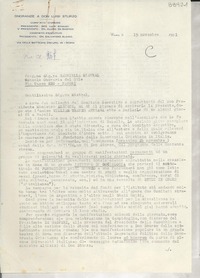 [Carta] 1951 nov. 19, Roma, [Italia] [a] Gabriella [i.e. Gabriela] Mistral, Napoli, [Italia]
