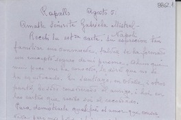 [Carta] 1951 ago., Rapallo, [Italia] [a] Gabriela Mistral, Napoli
