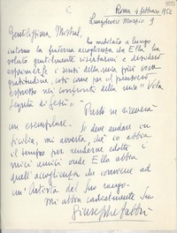 [Carta] 1952 febbr. 4, Roma [a] Gabriela Mistral