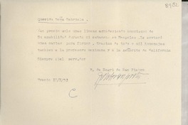 [Carta] 1952 ott. 17, Trento, [Italia] [a] Gabriela [Mistral]