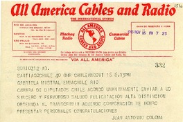[Telegrama] 1945 nov. 17, Santiago, Chile [a] Gabriela Mistral, Rio [de Janeiro], [Brasil]