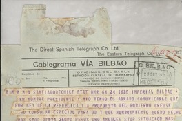 [Telegrama] 1935 sept. 25, Santiago de Chile [a] Gabriela Mistral, Madrid