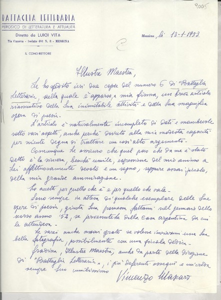 [Carta] 1953 ene. 13, Messina, [Italia] [a] [Gabriela Mistral]