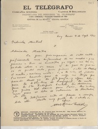 [Carta] 1933 sept. 4, Madrid, [España] [a] Gabriela Mistral