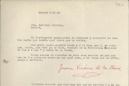 [Carta] 1933 sept. 5, Madrid, [España] [a] Gabriela Mistral, Madrid, [España]