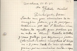 [Carta] 1933 sept. 11, Barcelona, [España] [a] Gabriela Mistral