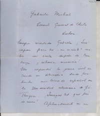 [Carta] [1934?], [España?] [a] Gabriela Mistral, Lisboa, [Portugal]