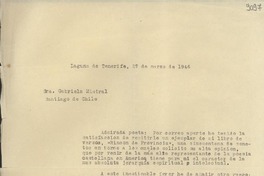 [Carta] 1946 mar. 27, Laguna de Tenerife, [España] [a] Gabriela Mistral, Santiago de Chile