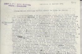 [Carta] 1951 feb. 2, Barcelona, [España] [a] Gabriela Mistral, Italia