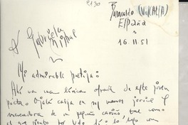 [Carta] 1951 nov. 16, Baracaldo, Vizcaya, España [a] Gabriela Mistral