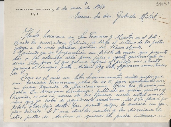 [Carta] 1947 ene. 5, España [a] Gabriela Mistral