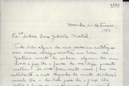 [Carta] 1953 fev. 20, Coimbra, Portugal [a] Gabriela Mistral