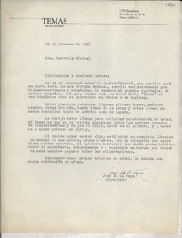 [Carta] 1953 feb. 25, New York, [Estados Unidos] [a] Gabriela Mistral