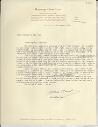 [Carta] 1954 mar. 5, Barcelona, [España] [a] Gabriela Mistral
