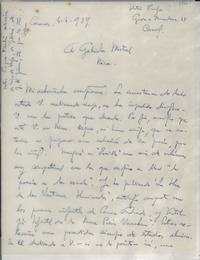 [Carta] 1939 abr. 4, Caracas, [Venezuela] [a] Gabriela Mistral, Niza