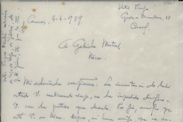 [Carta] 1939 abr. 4, Caracas, [Venezuela] [a] Gabriela Mistral, Niza