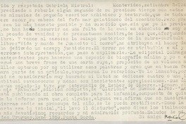 [Carta] 1947 sept. 3, Montevideo, [Uruguay] [a] Gabriela Mistral