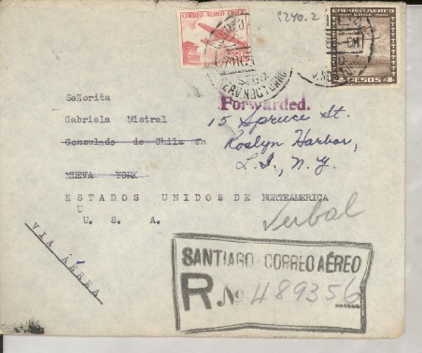 [Carta] 1956 dic. 22, Santiago, Chile [a] Gabriela Mistral, Nueva York, [EE.UU.]