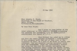 [Carta] 1946 May 25 [a] Annetta I. Clark, Northampton, Massachusetts, [EE.UU.]
