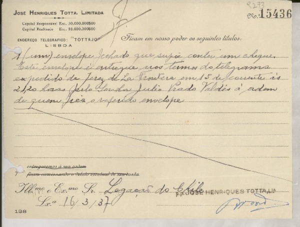 [Carta] 1937 mar. 16, Lisboa, Portugal [a] Gabriela Mistral