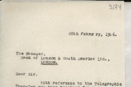 [Carta] 1946 Feb. 28, Londres, [Inglaterra] [a] Gabriela Mistral