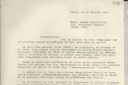 [Carta] 1946 févr. 15, París, [Francia] [a] Gabriela Mistral