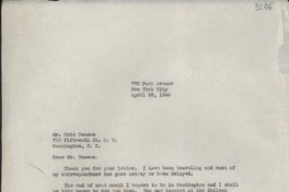 [Carta] 1946 Apr. 28, New York, [Estados Unidos] [a] Eric Dawson, Washington D. C.