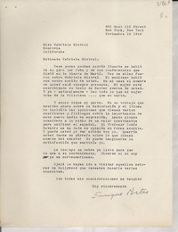 [Carta] 1946 nov. 14, Nueva York, [Estados Unidos] [a] Gabriela Mistral, Monrovia, California