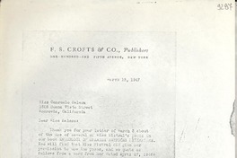 [Carta] 1947 Mar. 13, New York, [Estados Unidos] [a] Consuelo Saleva, Monrovia, California