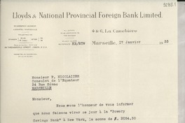 [Carta] 1933 janv. 17, Marsella, [Francia] [a] F. Nicolaides, Marsella