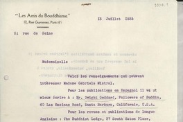 [Carta] 1935 juil 13, París, [Francia] [a] Gabriela Mistral
