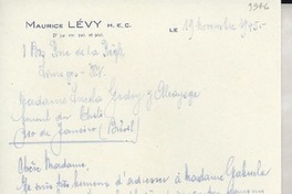 [Carta] 1945 nov. 19, Limoges, [Francia] [a] Lucila Godoy Alcayaga, Rio de Janeiro, Brasil